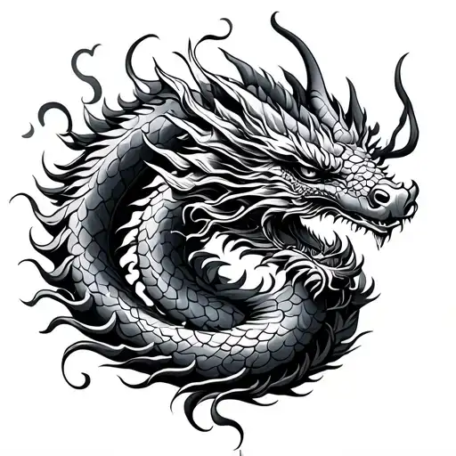 Oriental Style Dragon Tattoo Design Back