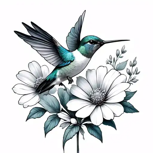 Hummingbird With Cosmos Flower