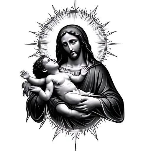 God With Virgin Mary Holding Jesus
