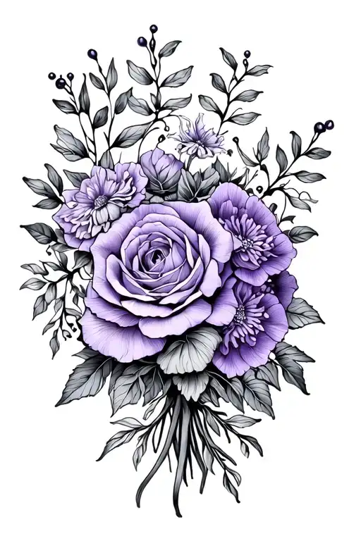 Violet Bouquet With Leo Zodiac Sign