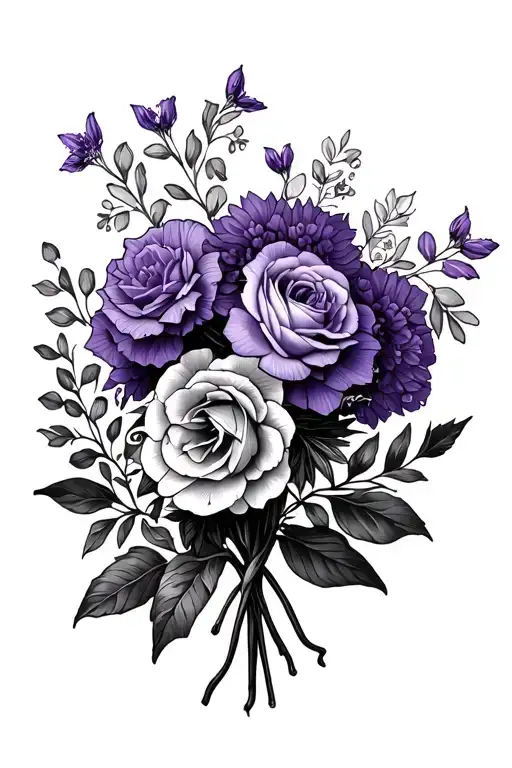 Violet Bouquet With Leo Zodiac Sign