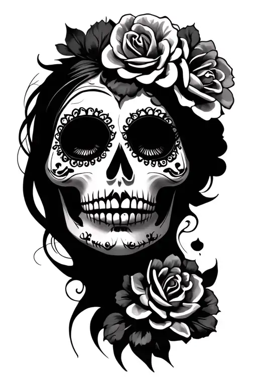 Fine Line La Catrina Face Fading Away To Dust Make It Upper Arm And Include A Digital Design