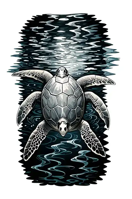 Marine Turtle Swimming