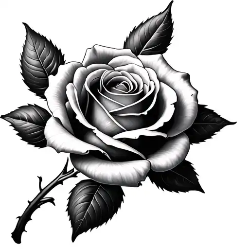 Realistic Rose With Traditional Leaf