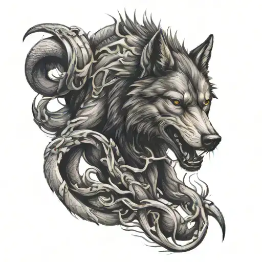 Kampf Wolf Mit Schlange