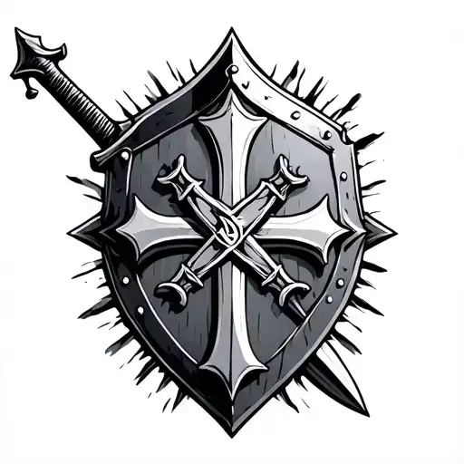 Sword And Shield Templar Cross