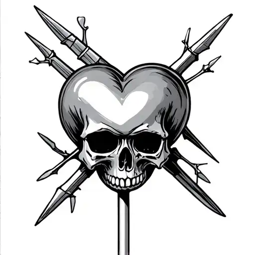Skull Lollipop Stabbing Heart Shape
