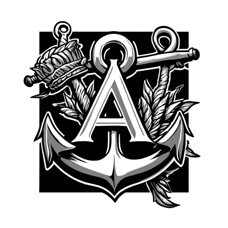 Anchor With An A And W On Flukes