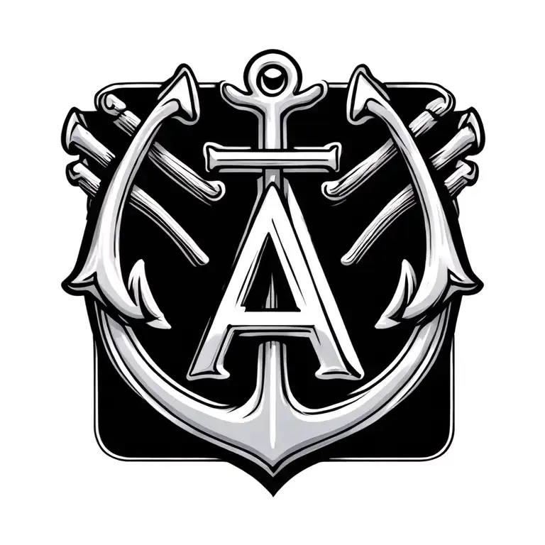 Fine Line Anchor With An A And W On Lower Points