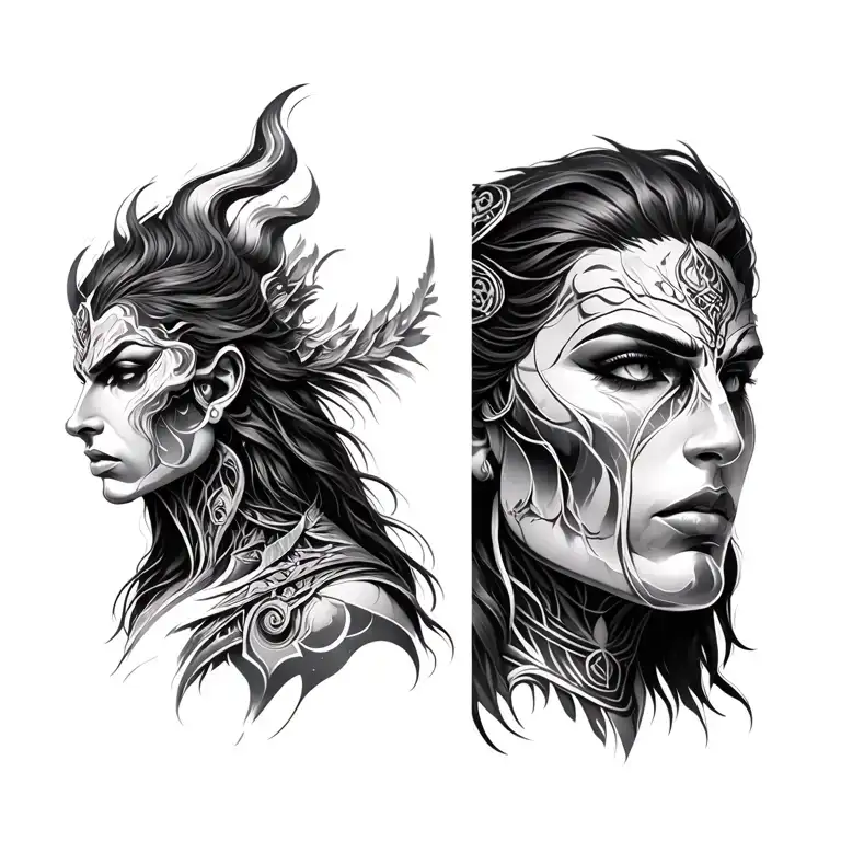 Lod Shiva Half Cyborg Half Human For Left Chest