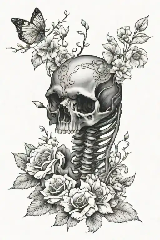 Flowers And Rib Cage