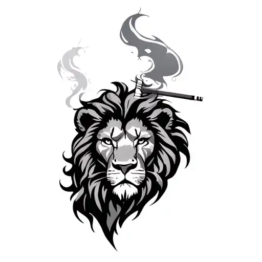 Lion Head With Sigarette