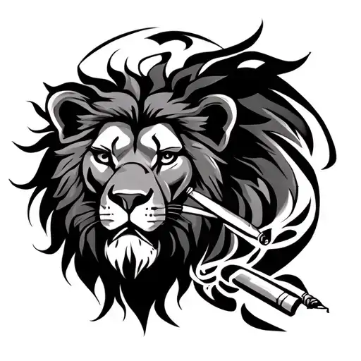 Lion Head With Sigarette