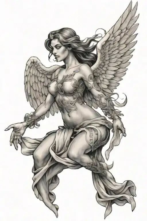 Female Angel With Wings Spread Wide