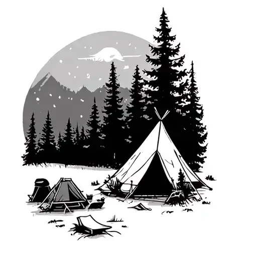 Tent And Camping Scene