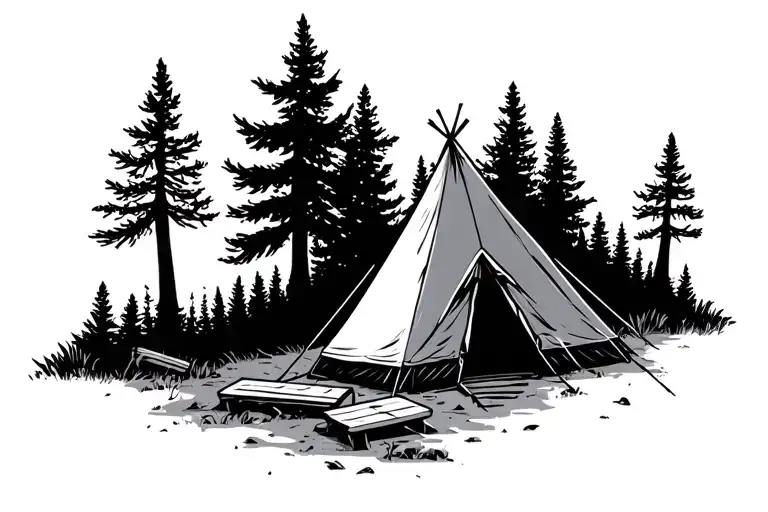 Tent And Camping Scene