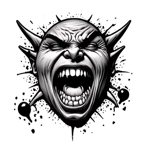 Evil Laughing Face Ripping Off Of Sad Face Realistic Look