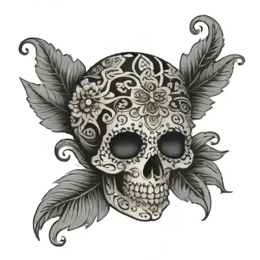 A Sugar Skull Decorated With Indian Henna Patterns