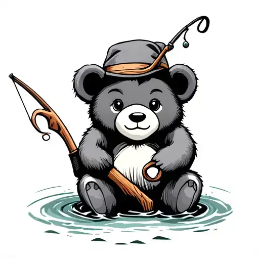 Cute Bear Wood Tools Fishing