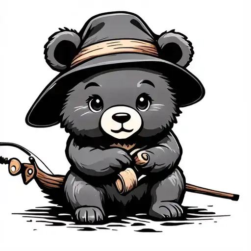 Cute Bear Wood Tools Fishing