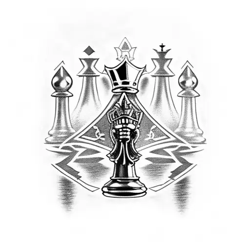 King Chess Peice With Ace Of Spades Inside Of It