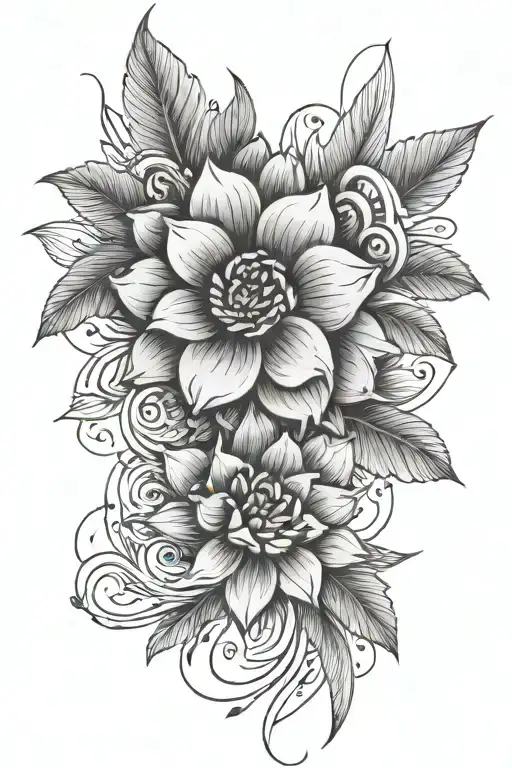 Straight Line And Flower Motif