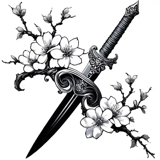 Kitana Sword With Cherry Blossoms