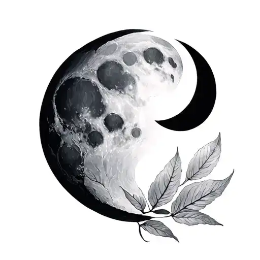 All Phases Of The Moon With Leaf