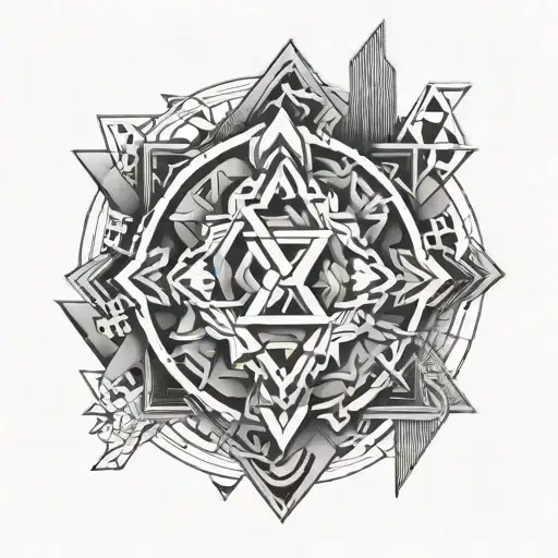 Abstract Geometric Design Incorporating Symbols For Mental Health Strength Running