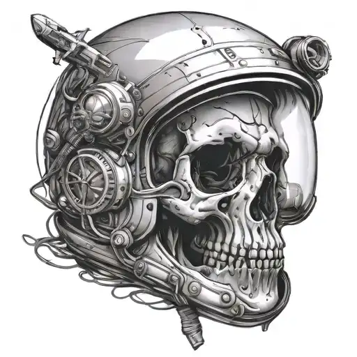 Skull In Astronaut Helmet