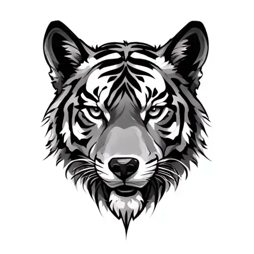 Tiger And Wolf Tattoo Design