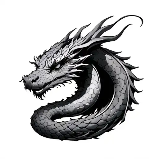 Mythical Dragon Coiled