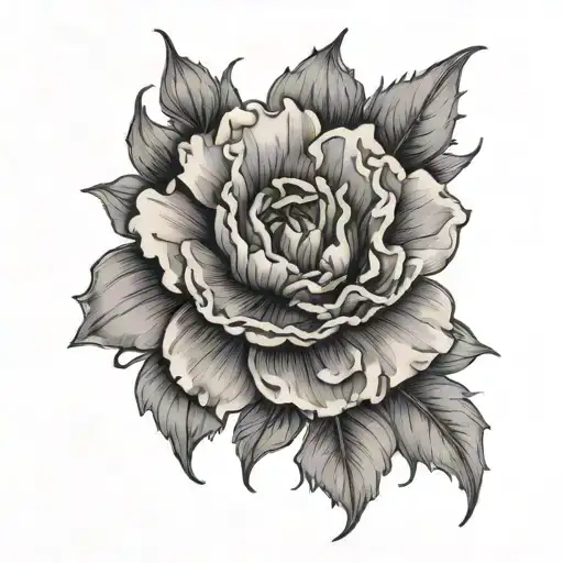 Carnation Blooming Into A Fairy With Blackwork Linework