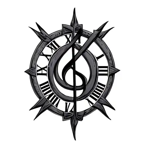 Treble Clef With Roman Numeral 3 Crosses