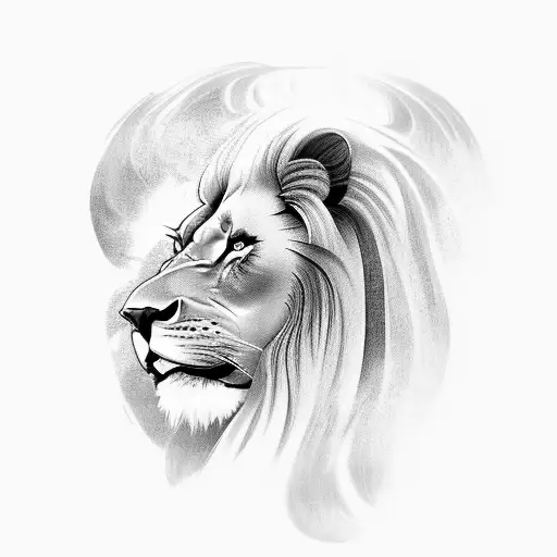 4D Side Profile Of A Lion