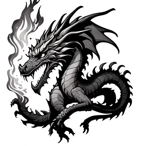 Dragon Blowing Fire Into A Forge