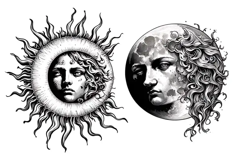 The Sun And The Moon As People Clashing Against Each Other