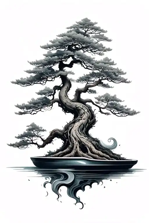 Bonsai Tree With Flow Around It