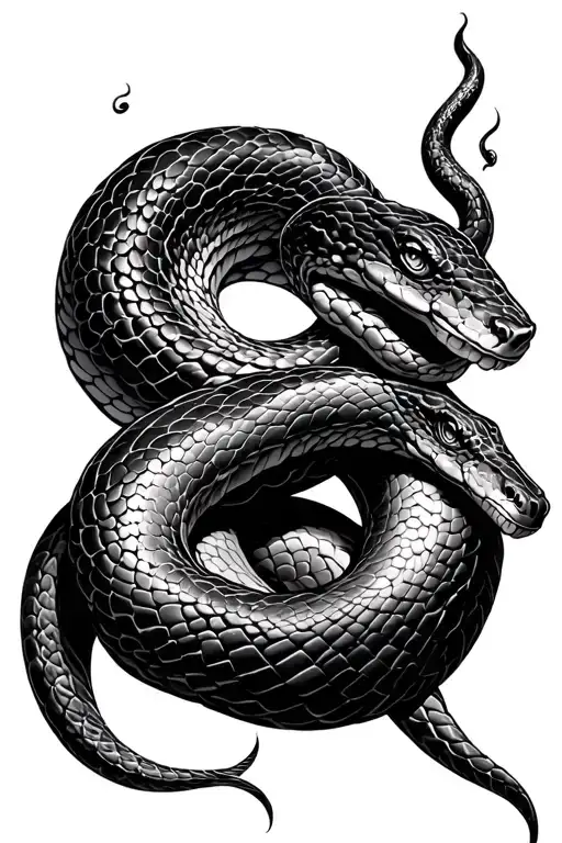 Two Snakes Wrapping With Space Between