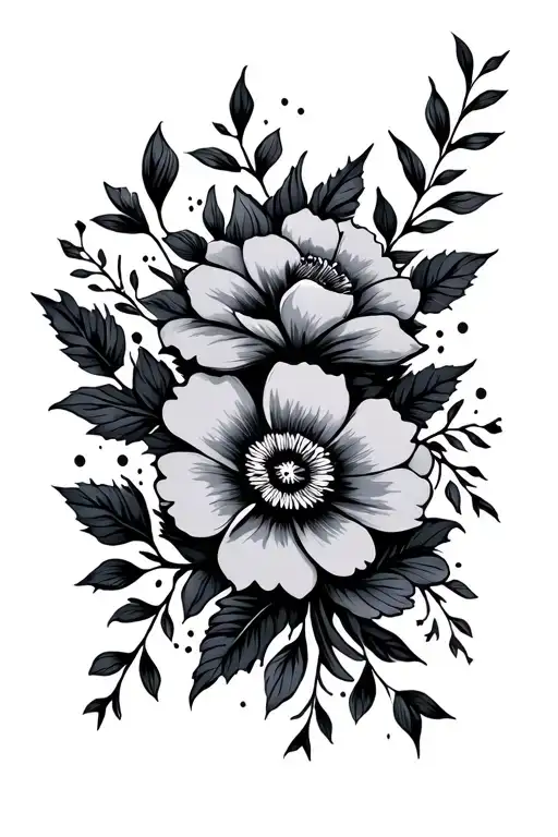 Blackout Floral Half Sleeve Animated