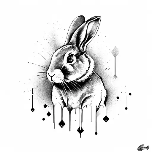 Bunny Water Stains Geometric Lines