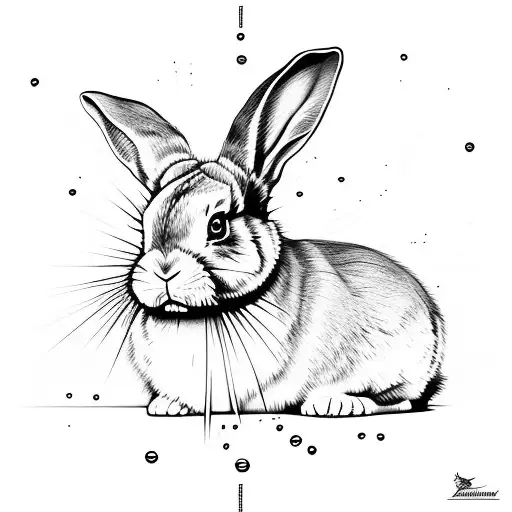 Bunny Water Stains Geometric Lines