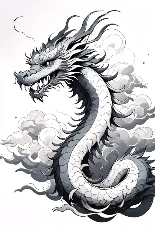 Korean Dragon An Clouds Surrounding