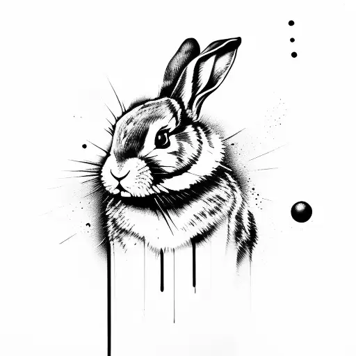 Bunny Water Stains Geometric Lines