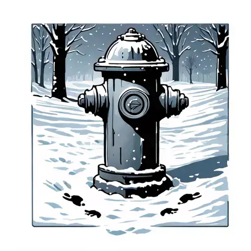 A Fire Hydrant With Footprints In The Snow