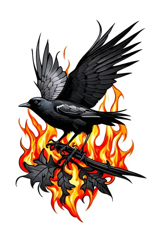 Blackbird Rising From Fire