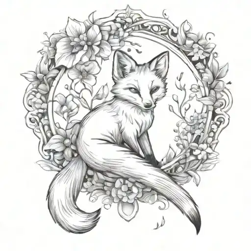 A Fox Flying Surrounded By Flowers Growing Inside Surrounded