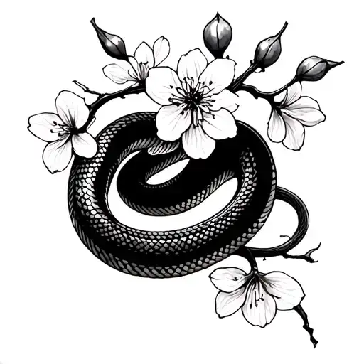 Snake And Cherry Blossom