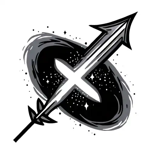 Sagittarius Arrow Symbol With Sparkles Small