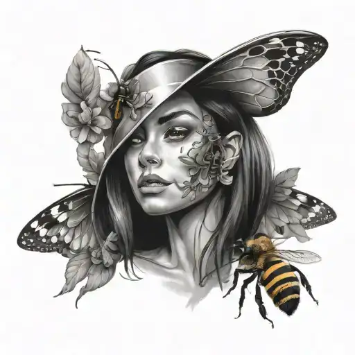 Bee On Face Girl With Bee House And Other Etc Tree Technology Style